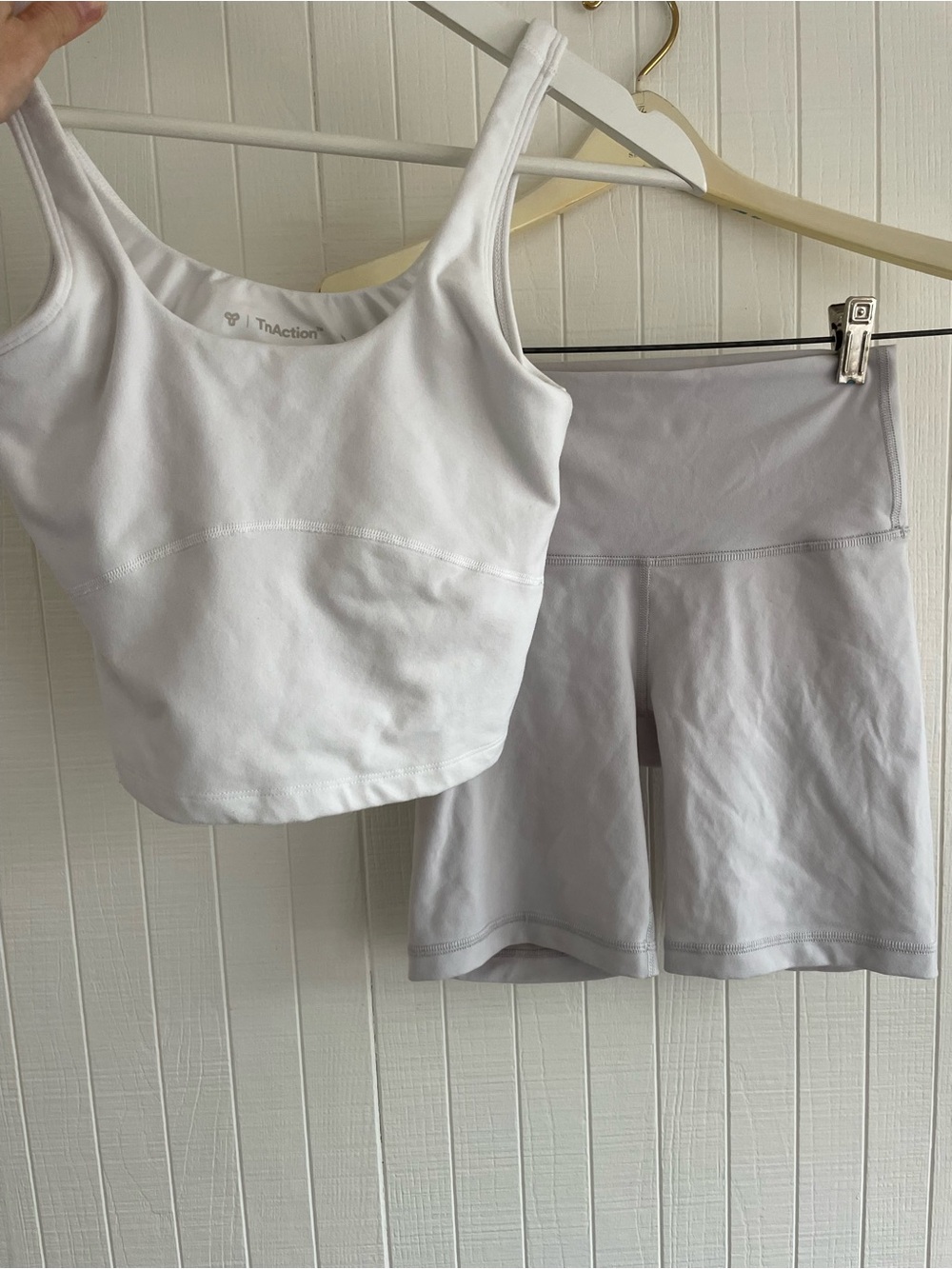 Aritzia TNA Action Set - Tank & Bike Shorts in White/Cloud White - Picture 9 of 9